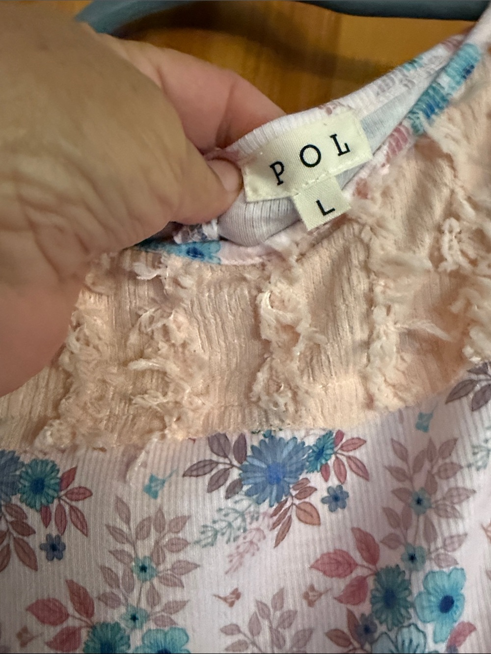 POL Peach and Blue Floral Top - Picture 2 of 3